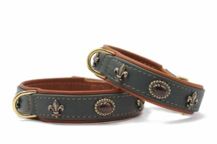 hundehalsband-lord-lady-75-cm-45-mm-gruen-cognac-gold